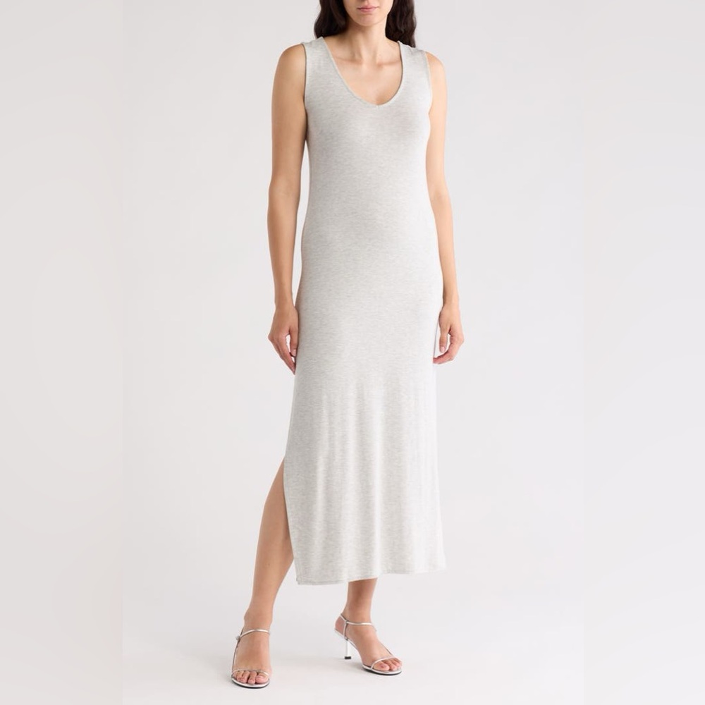 NEW Rachel Parcell V-neck Shirt Muscle Sleeveless Midi Grey Dress size Medium